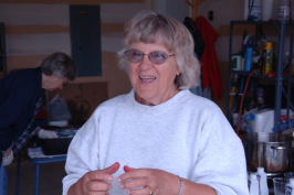 Woman smiling at dye party